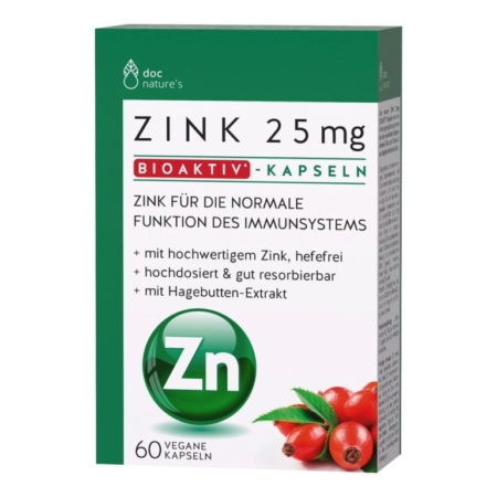 doc natures´s Zink 25mg Bioaktiv-Kapseln (60 Kapseln)